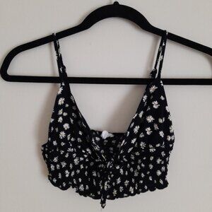 Garage Black and White Ruched Crop Top